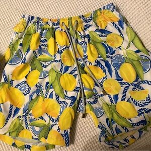 Kenny Flowers Yellow and Green Lemon Print Athletic Shorts